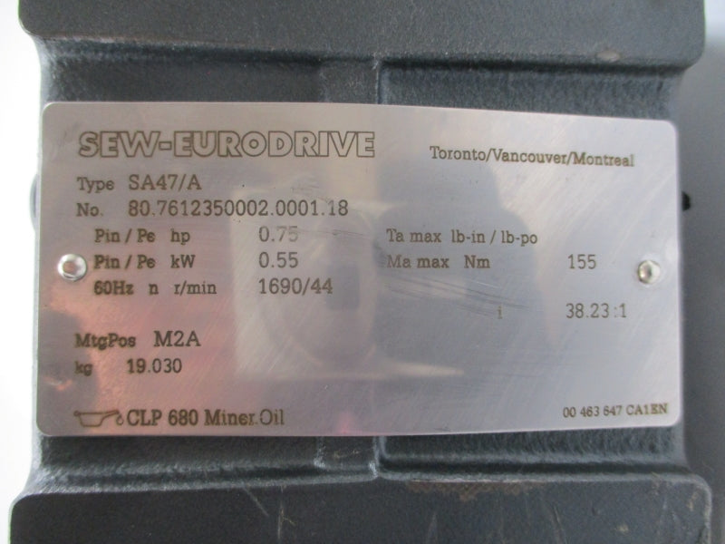 SEW-EURODRIVE SA47DRS71M4/ARD8 460V 1.25A NSNP