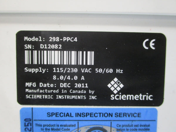 SCIEMETRIC INSTRUMENTS 298-PPC4 115/230VAC 8.0/4.0A NSNP