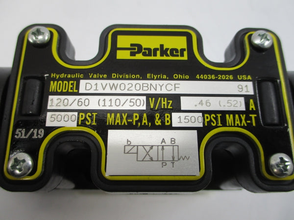 PARKER D1VW020BNYCF91 110/120V .46/.52A 1500/5000PSI NSMP