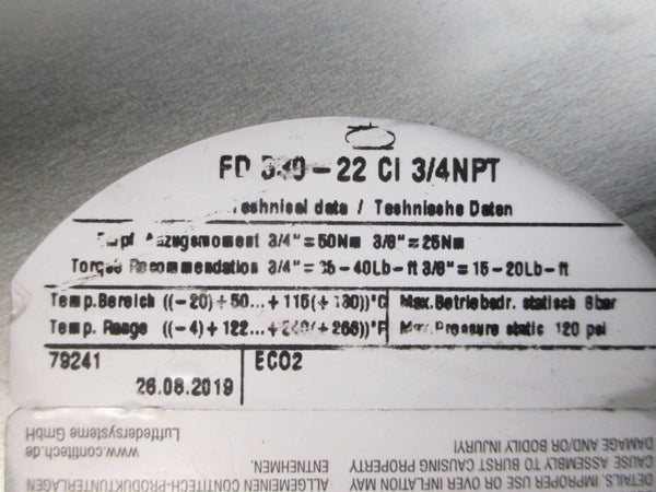 CONTINENTAL FD330-22 120PSI 3/4" NSNP