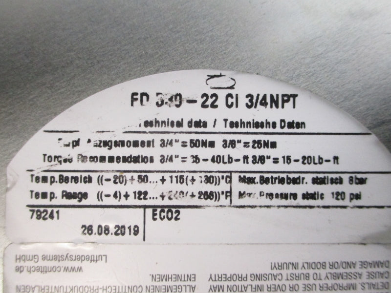 CONTINENTAL FD330-22 120PSI 3/4" NSNP