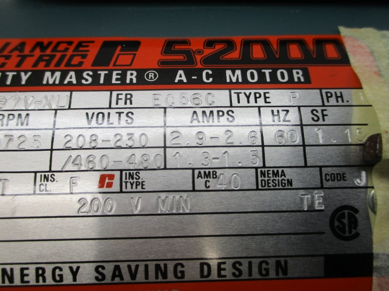 RELIANCE ELECTRIC P56H1337V 208-230/460-480V 2.9-2.6/1.3-1.5A NSMP