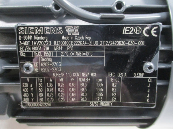 SIEMENS 2KJ3732-5CC22-4AB1-Z 230-400/460V 0.70-1.33A NSNP