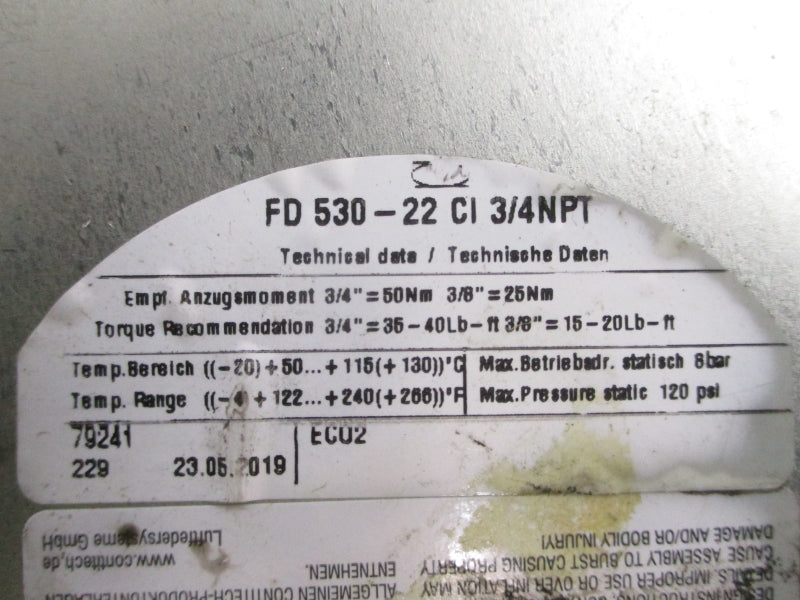 CONTINENTAL FD530-22 120PSI 3/4" NSNP