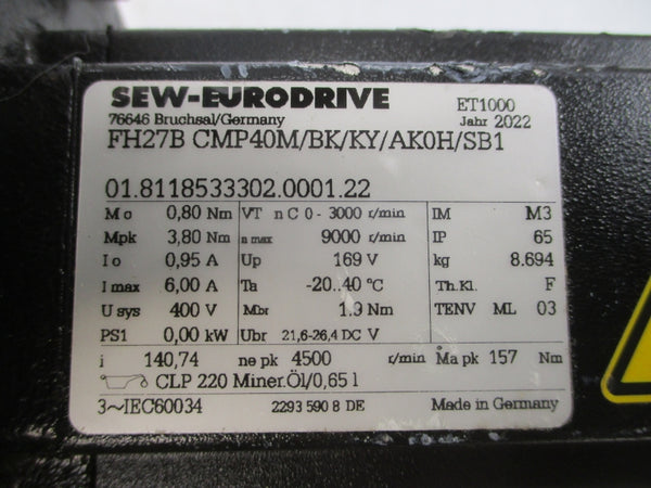 SEW-EURODRIVE FH27BCMP40M/BK/KY/AK0H/SB1 400V 6.00A NSNP
