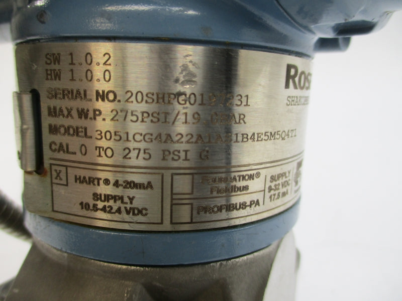ROSEMOUNT 3051CG4A22A1AS1B4E5M5Q4T1 10.5-42.4VDC 275PSI UNMP
