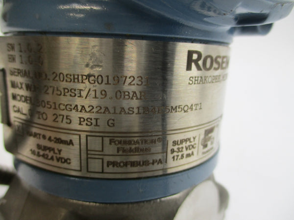 ROSEMOUNT 3051CG4A22A1AS1B4E5M5Q4T1 10.5-42.4VDC 275PSI UNMP