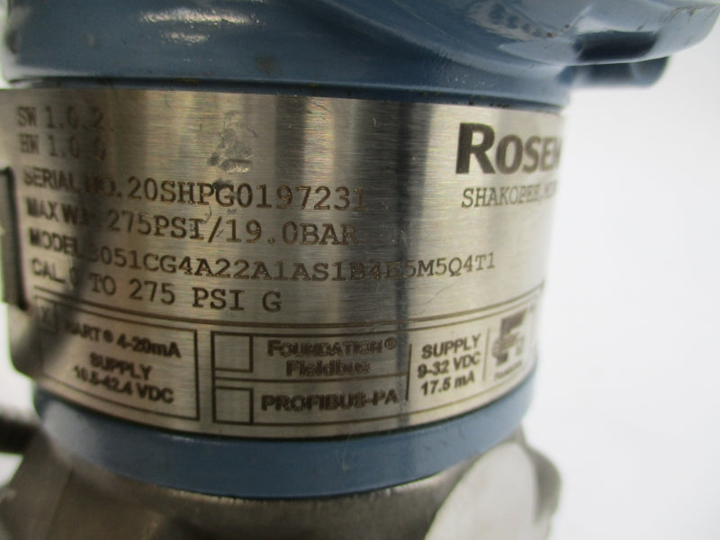 ROSEMOUNT 3051CG4A22A1AS1B4E5M5Q4T1 10.5-42.4VDC 275PSI UNMP