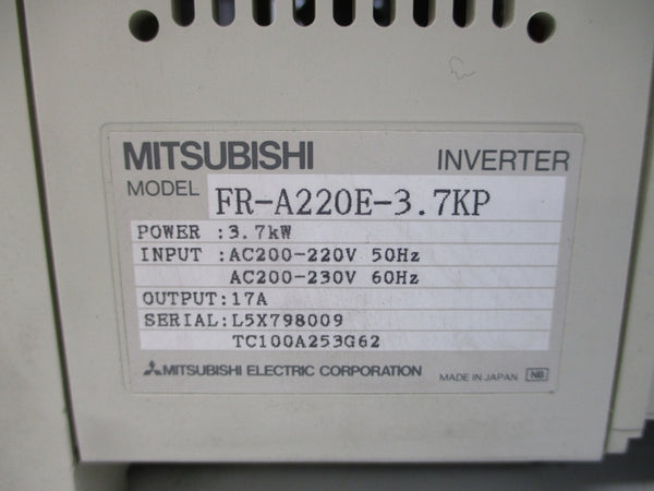 MITSUBISHI FR-A220E-3.7KP 200/220-230VAC 17A (AS PICTURED) NSNP