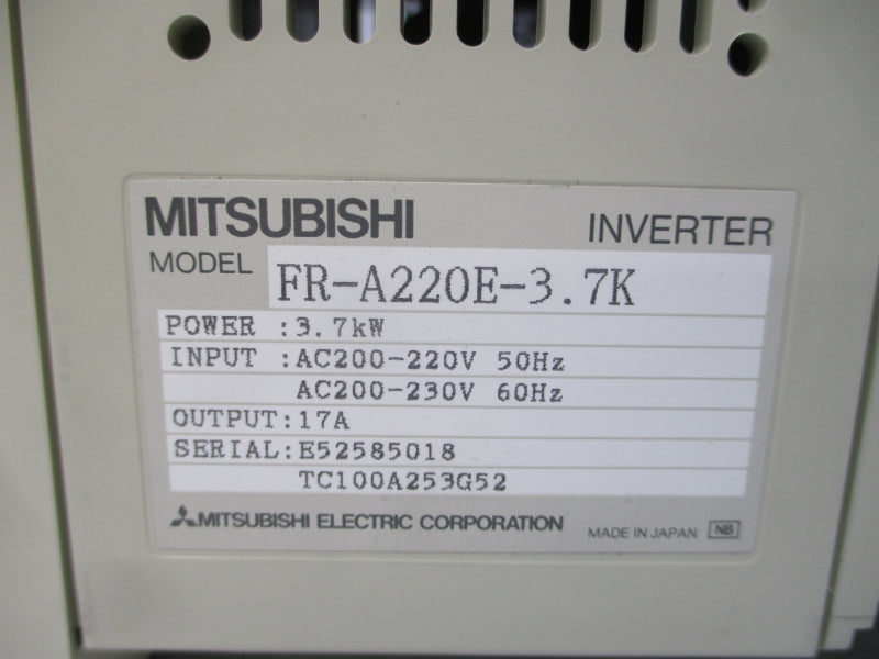 MITSUBISHI FR-A220E-3.7K 200-220/230VAC 17A NSMP