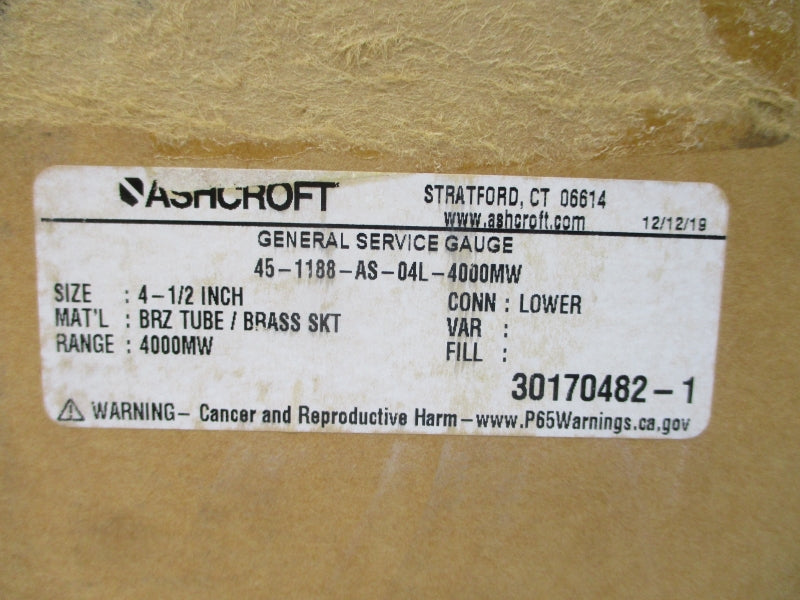 ASHCROFT 45-1188-AS-04L-4000MW 0-4000H2O 4-1/2" NSMP