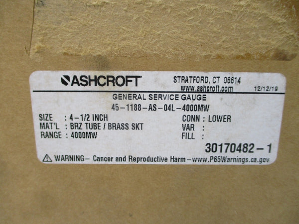 ASHCROFT 45-1188-AS-04L-4000MW 4-1/2" NSFS