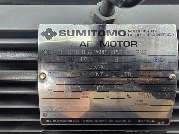 SUMITOMO 7H182THTL7726BBR152I 230/460V 8.4/4.2A NSNP