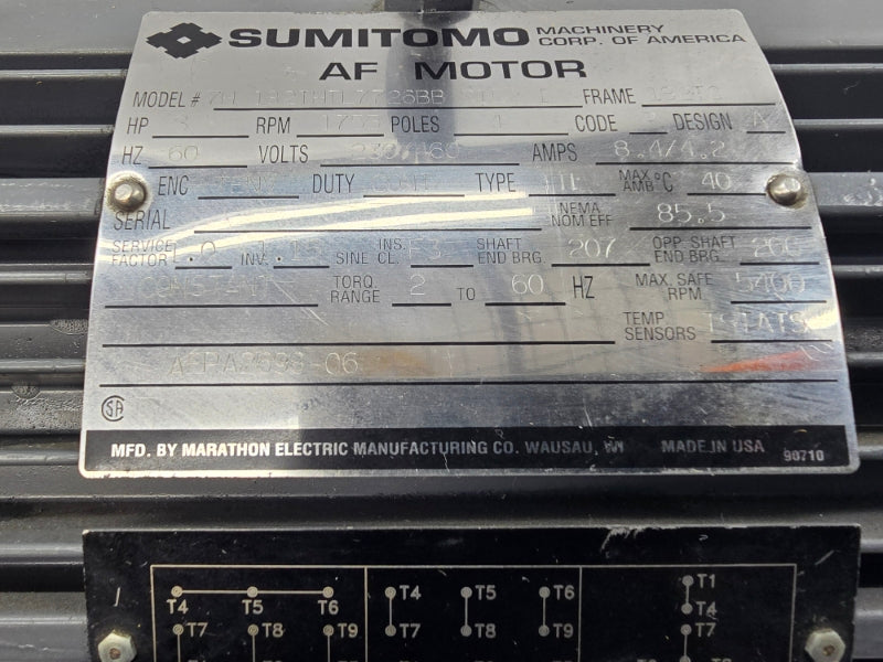SUMITOMO 7H182THTL7726BBR152I 230/460V 8.4/4.2A NSNP
