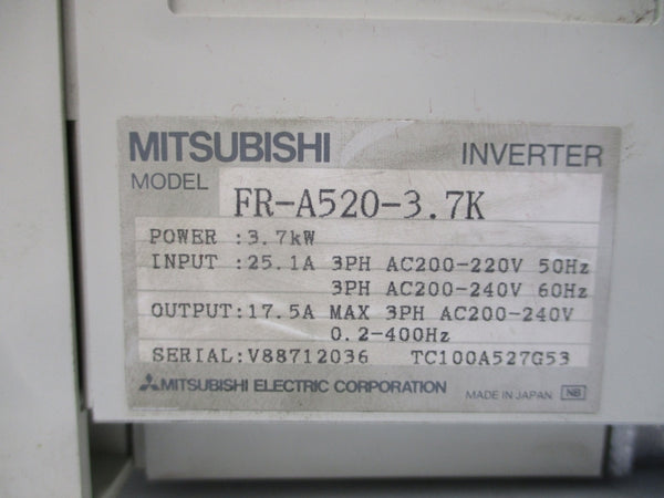 MITSUBISHI FR-A520-3.7K 200-220/240VAC 25.1A NSNP