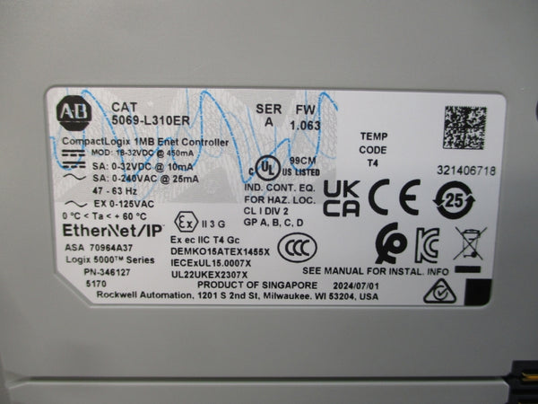 ALLEN BRADLEY 5069-L310ER SER. A F/W 1.063 0-240VAC NSMP