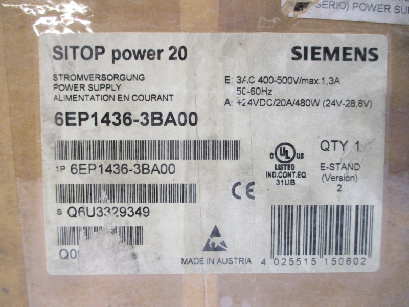 SIEMENS 6EP1436-3BA00 400-500VAC 1.3A NSMP