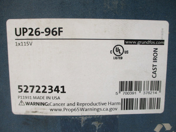 GRUNDFOS UP26-96F 52722341P1 115V (MISSING COVER) NSMP