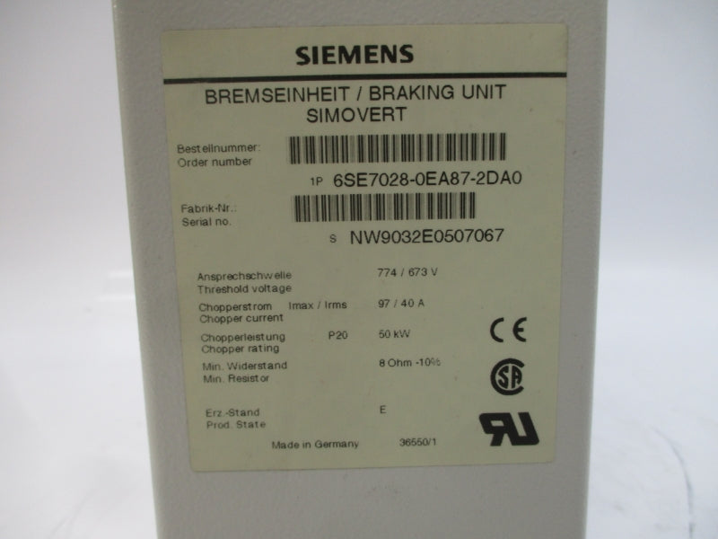 SIEMENS 6SE7028-0EA87-2DA0 774/673V 97/40A NSNP