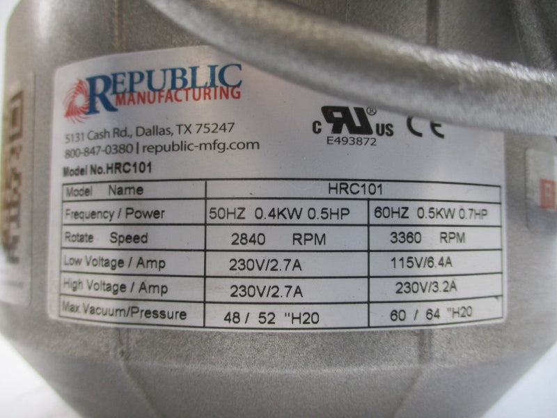 REPUBLIC MANUFACTURING HRC101 115/230V 6.4/3.2A NSNP