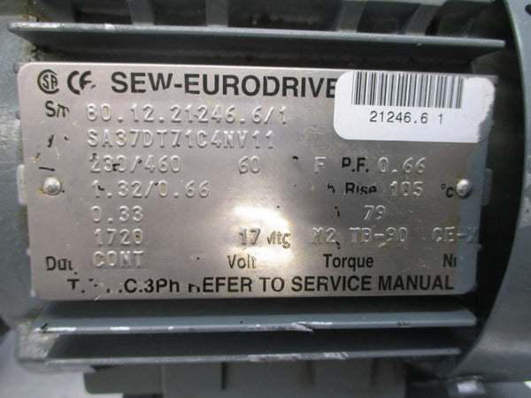 SEW-EURODRIVE SA37DT71C4NV11 230/460V 1.32/0.66A NSNP