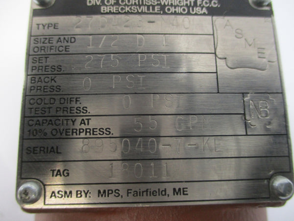 FARRIS ENGINEERING 27DA23-M40 275PSI 1/2" NSNP