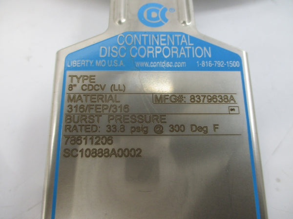 CONTINENTAL DISC 8379638A 33.8PSI 8" NSMP