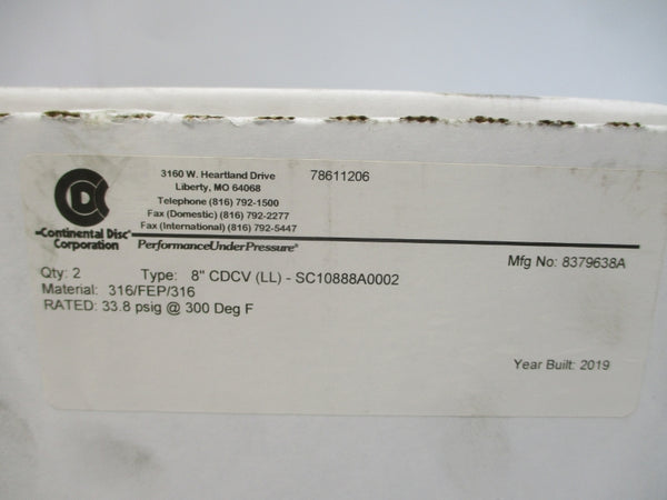 CONTINENTAL DISC 8379638A 33.8PSI 8" NSMP