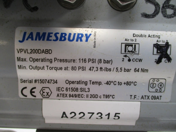 JAMESBURY VPVL200DABD 7150313600XTZ2 275PSI 2" NSNP