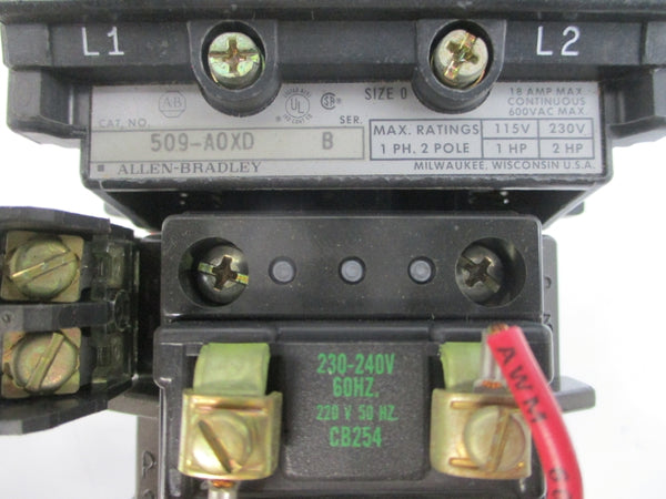 ALLEN BRADLEY 509-AOXD SER. B 220/230-240V 18A UNMP