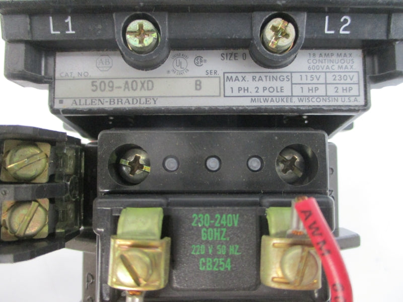 ALLEN BRADLEY 509-AOXD SER. B 220/230-240V 18A UNMP