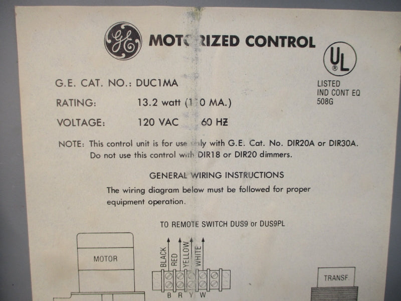 GENERAL ELECTRIC DUC1MA 120VAC NSMP