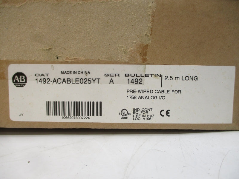 ALLEN BRADLEY 1492-ACABLE025YT SER. A (BR/WH) NSMP