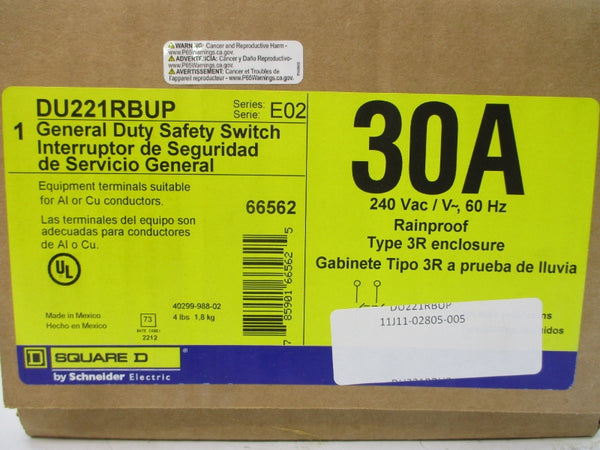 SQUARE D DU221RBUP SER. E02 240VAC 30A NSFS