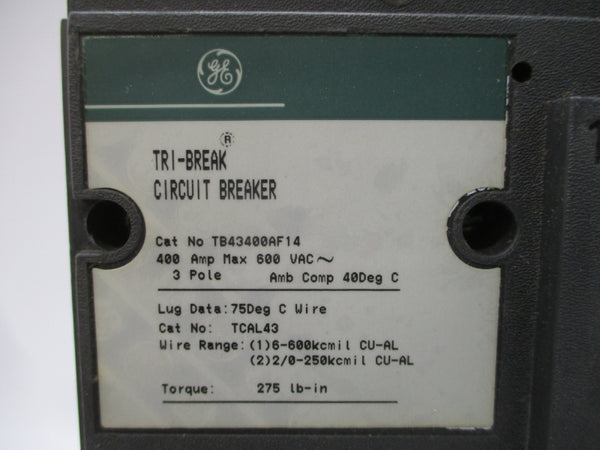 GENERAL ELECTRIC TB43400AF14 600VAC 400A NSMP