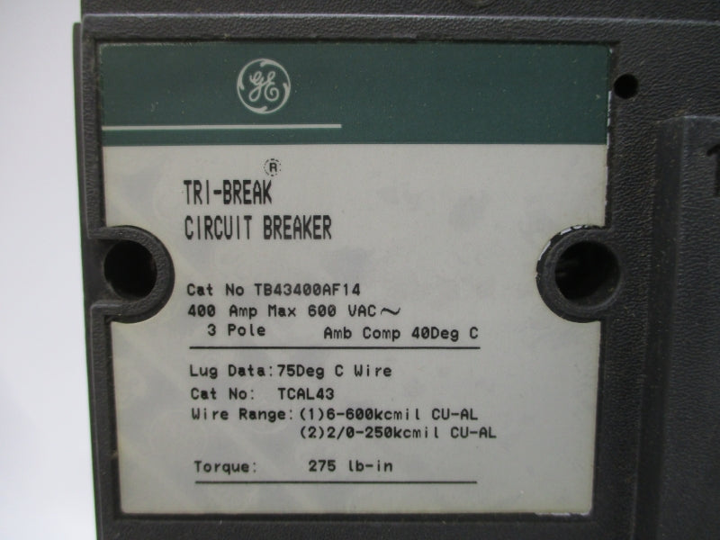 GENERAL ELECTRIC TB43400AF14 600VAC 400A NSMP