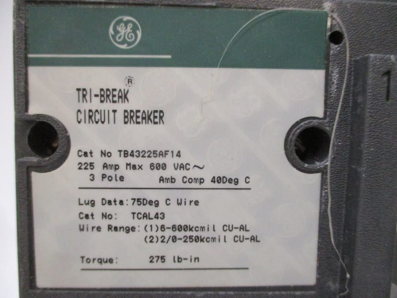 GENERAL ELECTRIC TB43225AF14 600VAC 225A NSMP