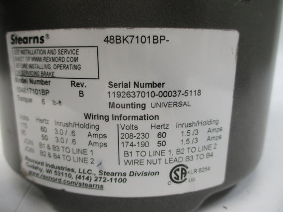 BALDOR VBM3542 34K045-3820-C 208-230/460V 2.9-2.6/1.3A NSNP