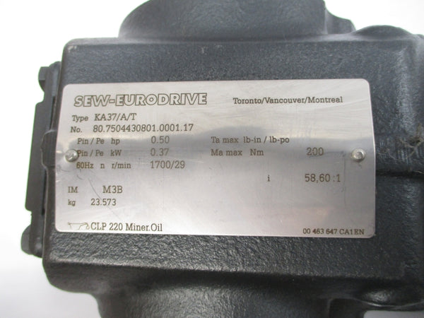 SEW-EURODRIVE KA37/TDRS71S4BE05HF 230/460V 1.84/0.92A NSNP