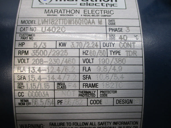 FLOWSERVE P02-001A 5MP-2000 460V 6.2A 1.5X1.25X5 NSNP