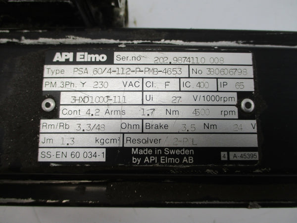 API ELMO PSA60/4-112-P-PMB-4653 230VAC 4.2A UNMP