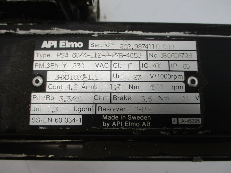 API ELMO PSA60/4-112-P-PMB-4653 230VAC 4.2A UNMP