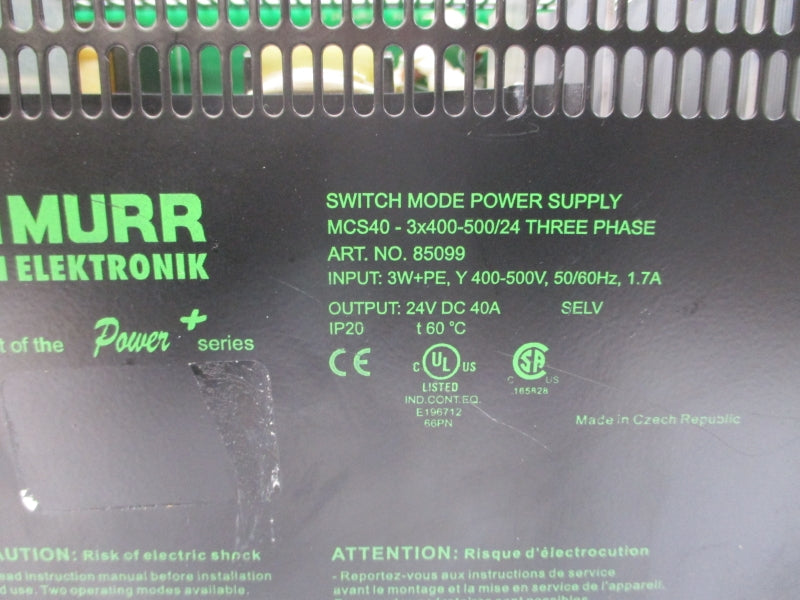 MURR ELEKTRONIK MCS40-3X400-500/24 85099 400-500V 1.7A NSNP