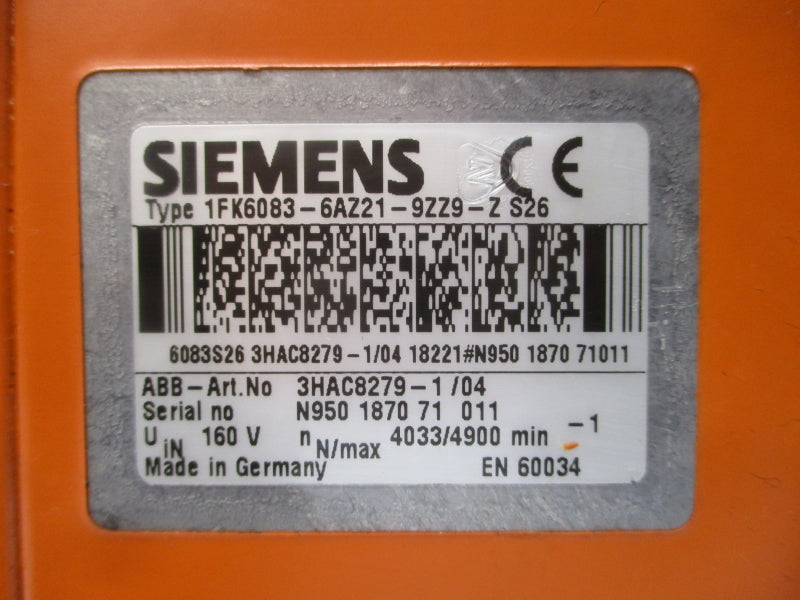 SIEMENS 1FK6083-6AZ21-9ZZ9-ZS26 160V NSNP