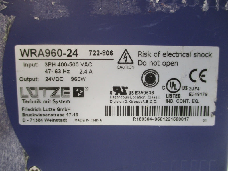 LUTZE WRA960-24 400-500VAC 2.4A UNMP