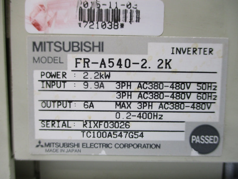 MITSUBISHI FR-A540-2.2K 380-480VAC 9.9A UNMP