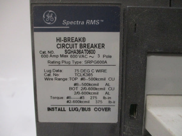 GENERAL ELECTRIC SGHA36AT0600 600VAC 600A NSMP