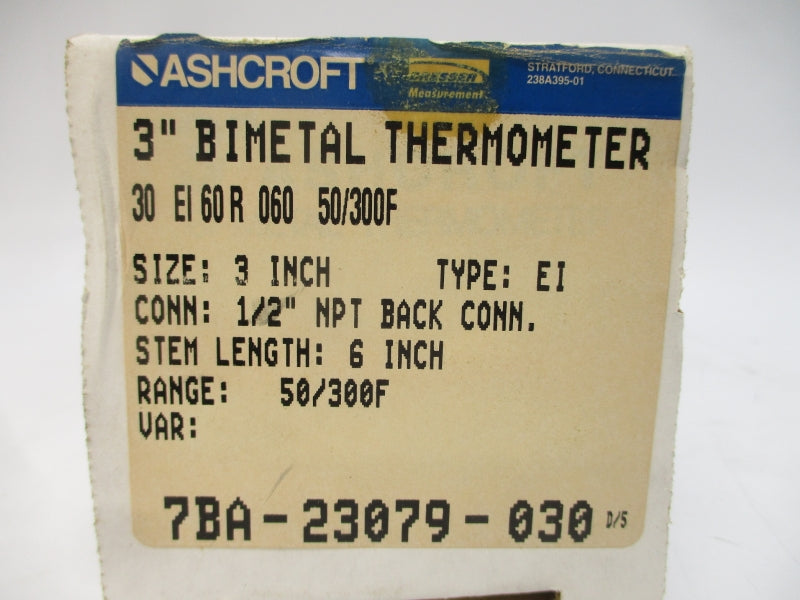 ASHCROFT 30EI60R06050/300F 3" NSMP