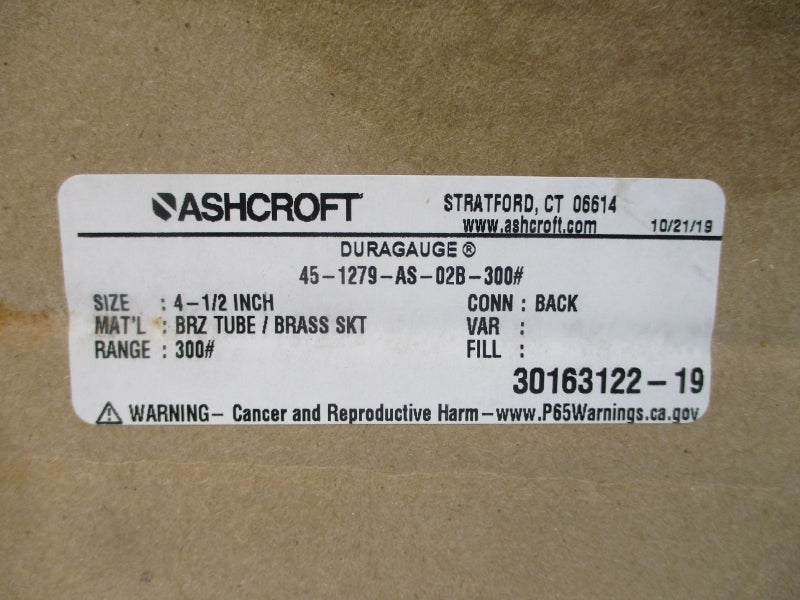 ASHCROFT 45-1279-AS-02B-300# 0-300PSI 4-1/2" NSMP