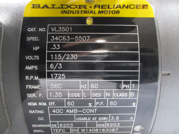 BALDOR VL3501 34C63-5507 115/230V 6/3A NSMP